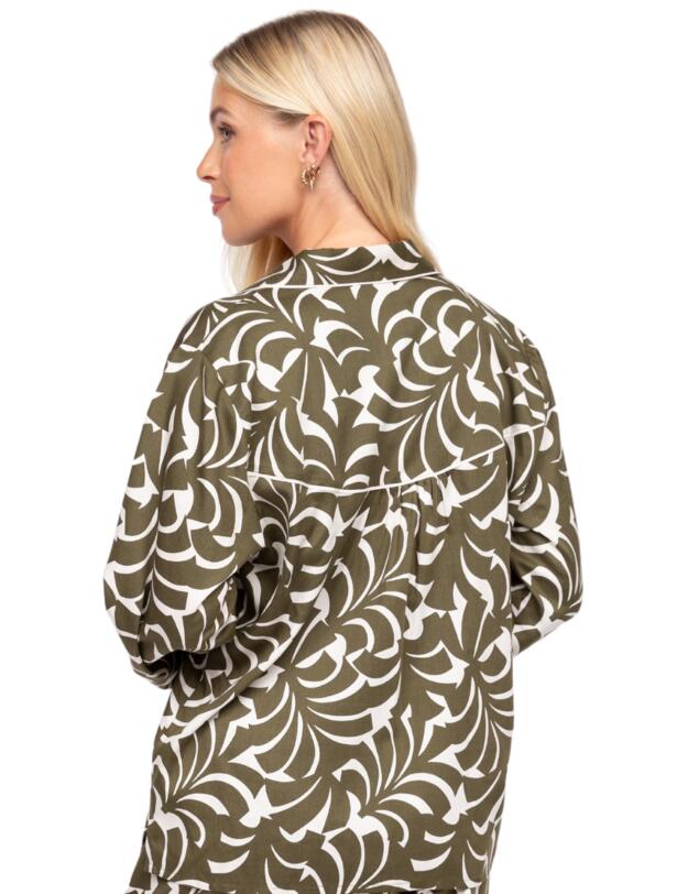 Cyberjammies Fable & Eve London - Chiswick Abstract Palm Pyjama Set Olive Green Mix