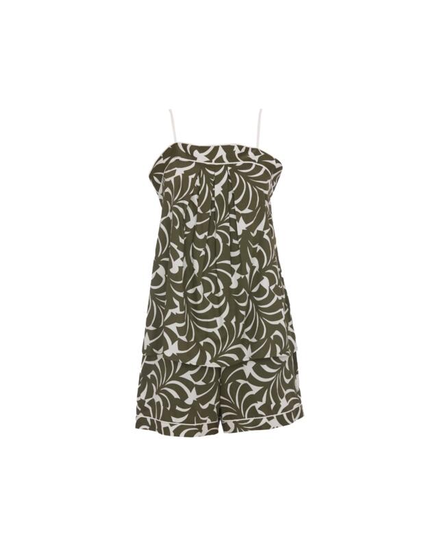 Cyberjammies Fable & Eve London - Chiswick Abstract Palm Cami And Shorts Set Olive Green Mix