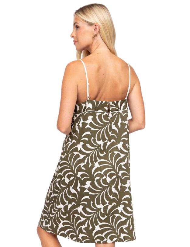 Cyberjammies Fable & Eve London - Chiswick Abstract Palm Short Nightdress Olive Green Mix