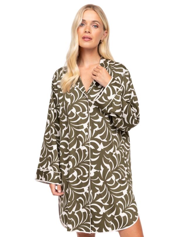 Cyberjammies Fable & Eve London - Chiswick Abstract Palm Nightshirt Olive Green Mix