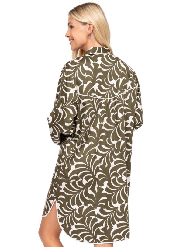 Cyberjammies Fable & Eve London - Chiswick Abstract Palm Nightshirt Olive Green Mix