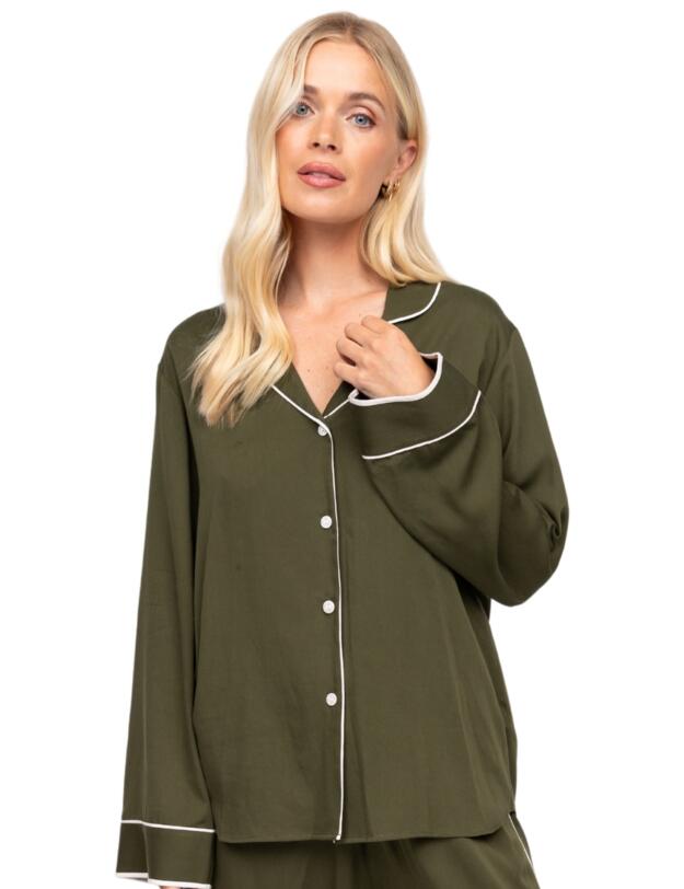 Cyberjammies Fable & Eve London - Chiswick Wide Leg Pyjama Set Olive Green