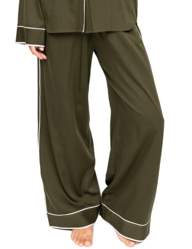 Cyberjammies Fable & Eve London - Chiswick Wide Leg Pyjama Set Olive Green