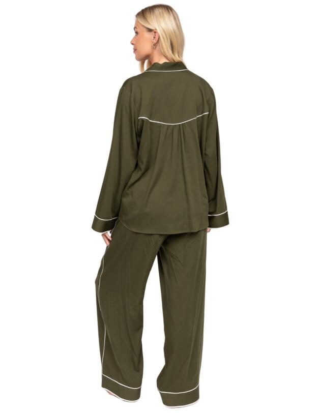 Cyberjammies Fable & Eve London - Chiswick Wide Leg Pyjama Set Olive Green