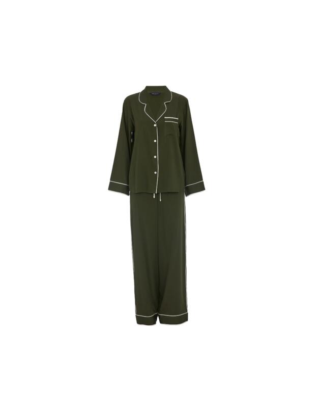 Cyberjammies Fable & Eve London - Chiswick Wide Leg Pyjama Set Olive Green