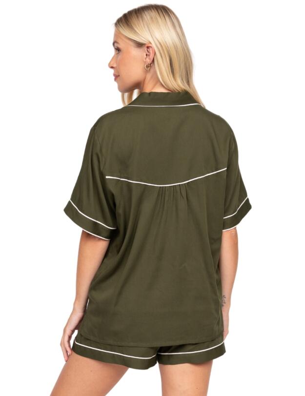 Cyberjammies Fable & Eve London - Chiswick Short Sleeve Shorts Set Olive Green