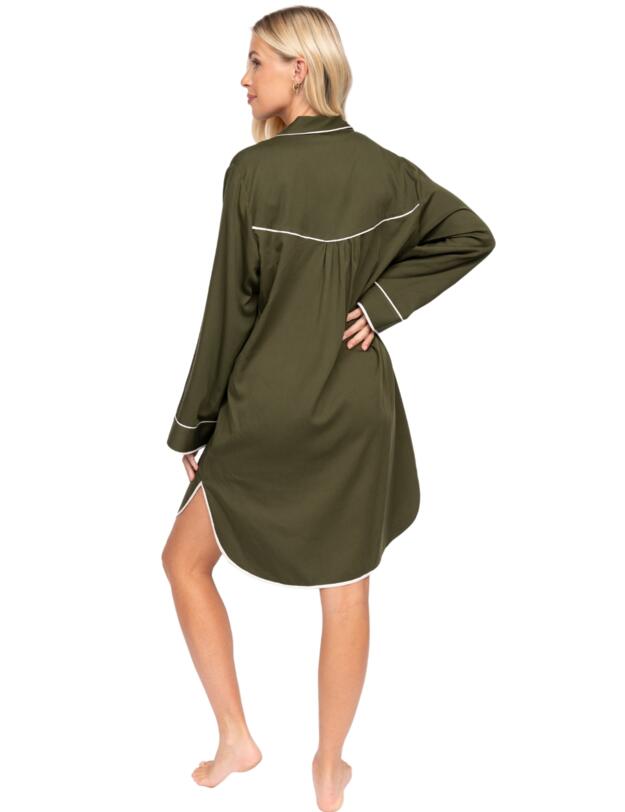 Cyberjammies Fable & Eve London - Chiswick Long Sleeve Nightshirt Olive Green