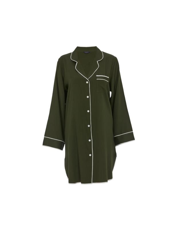 Cyberjammies Fable & Eve London - Chiswick Long Sleeve Nightshirt Olive Green