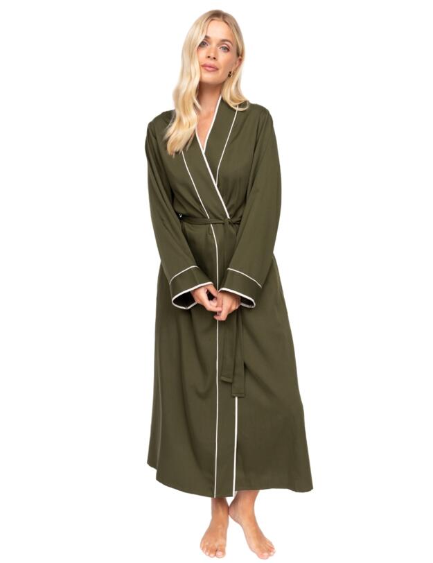 Cyberjammies Fable & Eve London - Chiswick Long Robe Olive Green