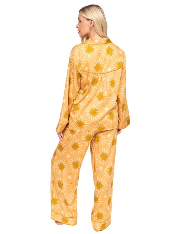 Cyberjammies Fable & Eve London - Hoxton Abstract Sun Wide Leg Pyjama Set Sunshine Peach Mix