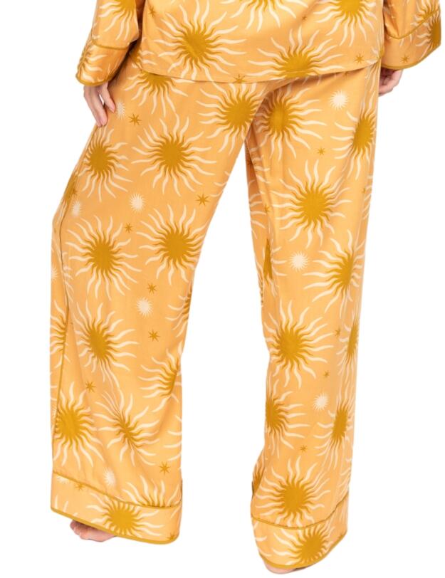 Cyberjammies Fable & Eve London - Hoxton Abstract Sun Wide Leg Pyjama Set Sunshine Peach Mix