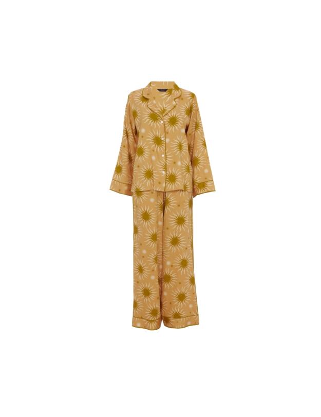Cyberjammies Fable & Eve London - Hoxton Abstract Sun Wide Leg Pyjama Set Sunshine Peach Mix