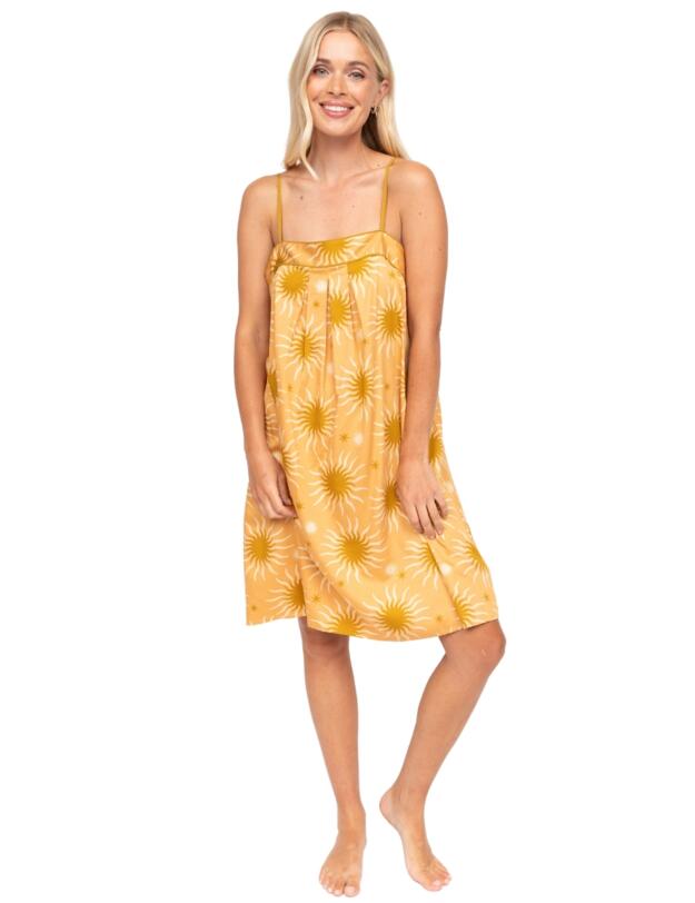 Cyberjammies Fable & Eve London - Hoxton Abstract Sun Short Nightdress Sunshine Peach Mix