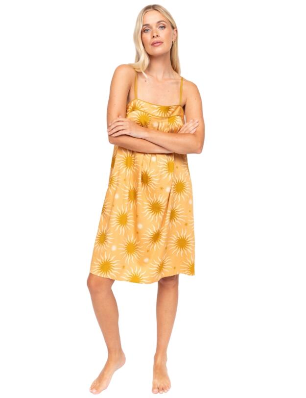 Cyberjammies Fable & Eve London - Hoxton Abstract Sun Short Nightdress Sunshine Peach Mix