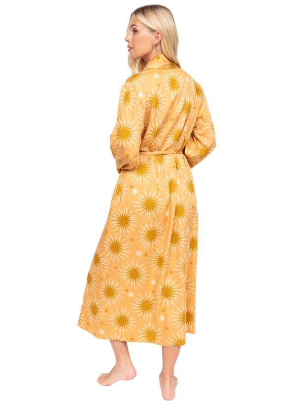 Cyberjammies Fable & Eve London - Hoxton Abstract Sun Long Robe Sunshine Peach Mix