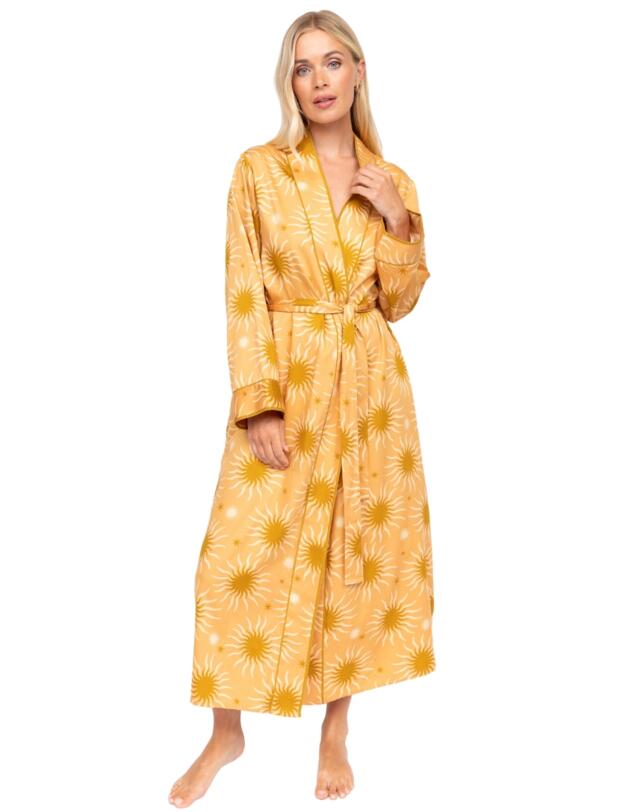 Cyberjammies Fable & Eve London - Hoxton Abstract Sun Long Robe Sunshine Peach Mix