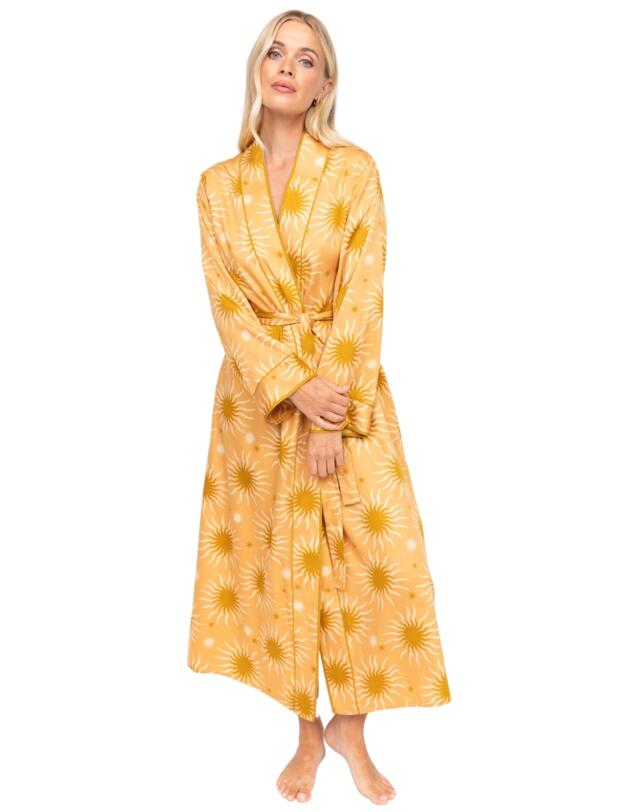 Cyberjammies Fable & Eve London - Hoxton Abstract Sun Long Robe Sunshine Peach Mix