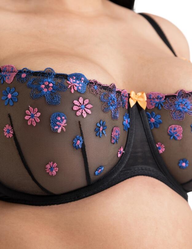 Curvy Kate Strawberry Crush Balcony Bra Black Multi