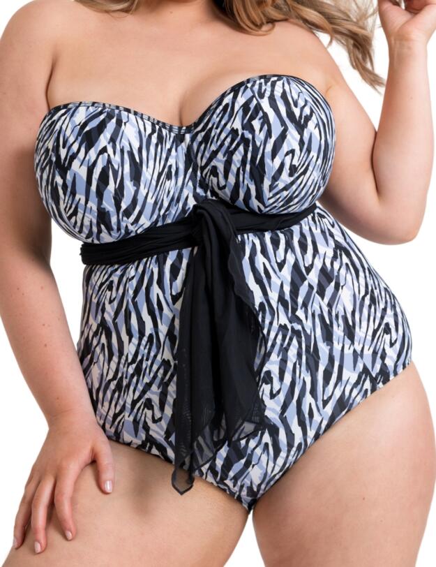 Curvy Kate Wrapsody Multiway Bandeau Swimsuit Zebra Print