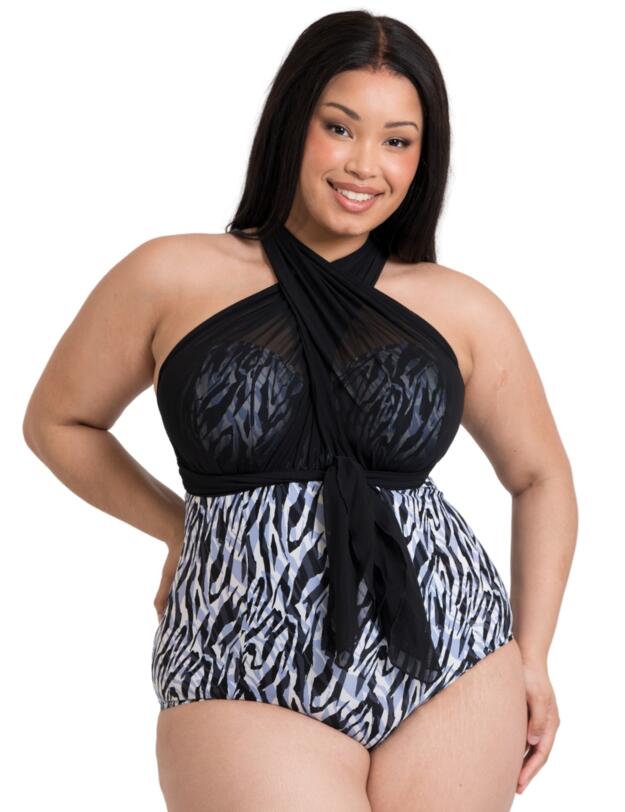 Curvy Kate Wrapsody Multiway Bandeau Swimsuit Zebra Print