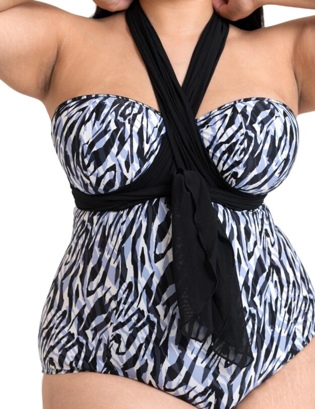 Curvy Kate Wrapsody Multiway Bandeau Swimsuit Zebra Print
