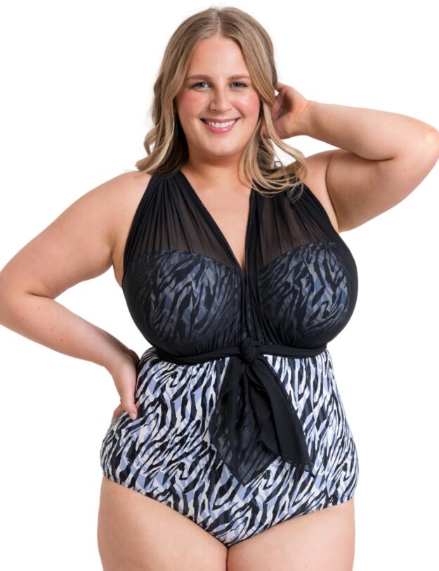 Curvy Kate Wrapsody Multiway Bandeau Swimsuit Zebra Print