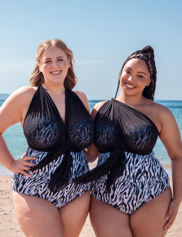 Curvy Kate Wrapsody Multiway Bandeau Swimsuit Zebra Print