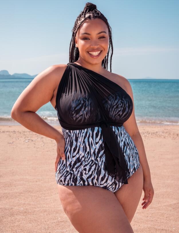 Curvy Kate Wrapsody Multiway Bandeau Swimsuit Zebra Print