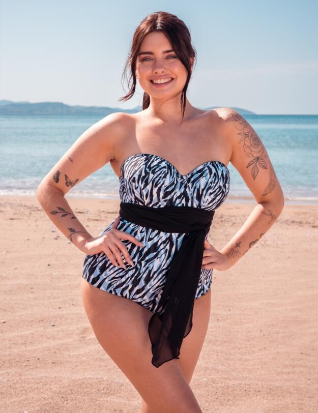Curvy Kate Wrapsody Multiway Bandeau Swimsuit Zebra Print