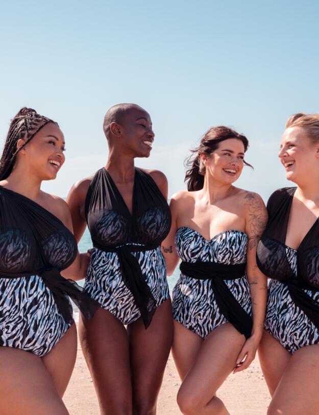 Curvy Kate Wrapsody Multiway Bandeau Swimsuit Zebra Print