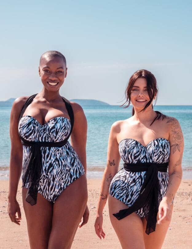 Curvy Kate Wrapsody Multiway Bandeau Swimsuit Zebra Print