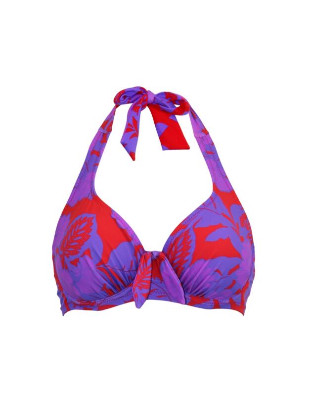 Pour Moi Heatwave Halter Bikini Top Red/Purple