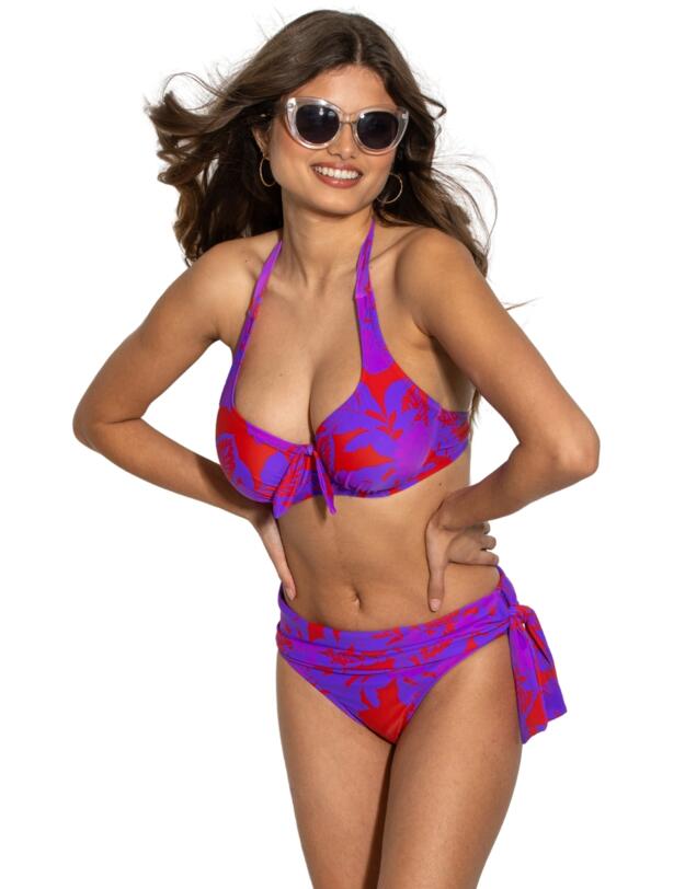 Pour Moi Heatwave Fold Over Bikini Brief Red/Purple