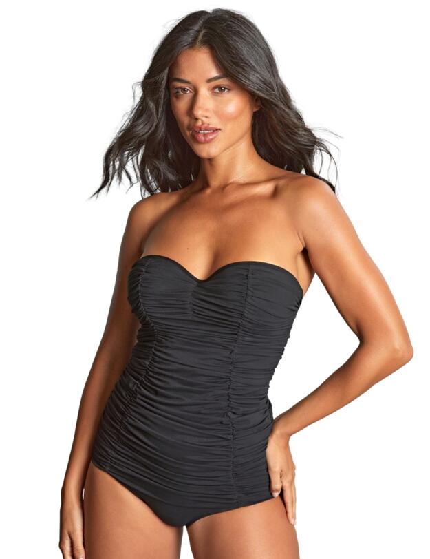 Panache Swim Tulle Marilyn Twist Bandeau Swimsuit Black