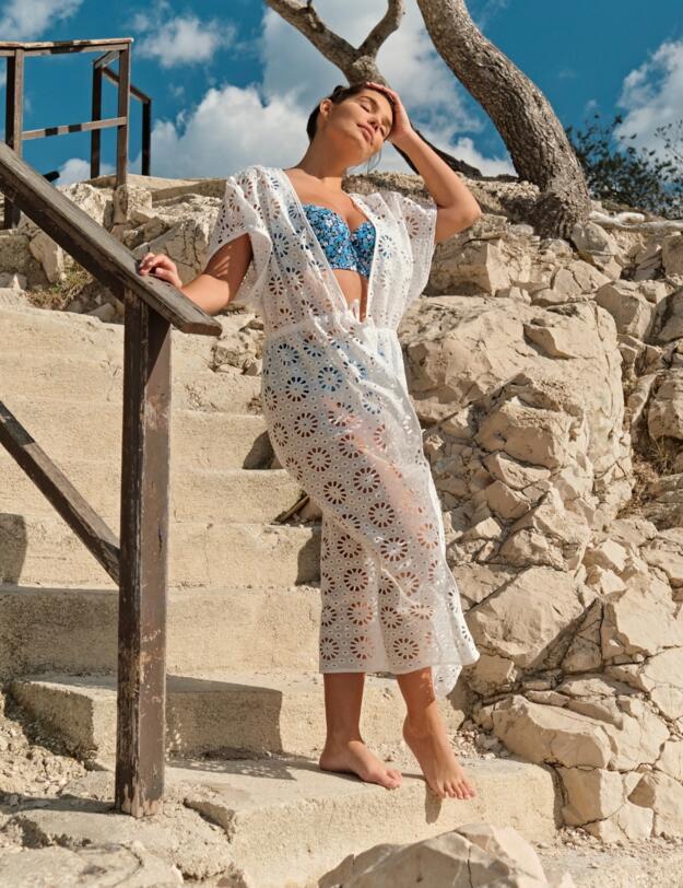 Panache Beachwear Lily Long Kaftan White