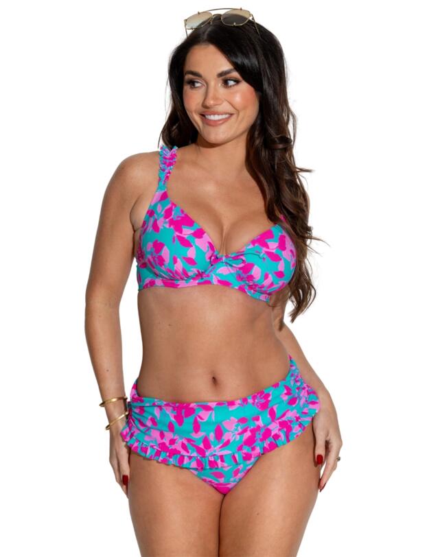 Pour Moi Ocean Breeze Fold Over Bikini Brief Blue Floral