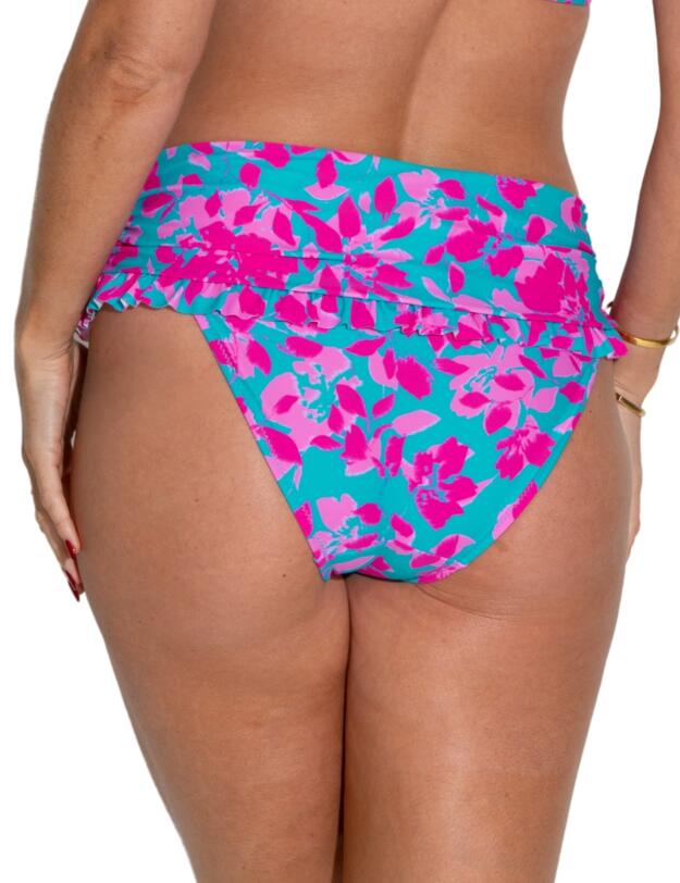 Pour Moi Ocean Breeze Fold Over Bikini Brief Blue Floral