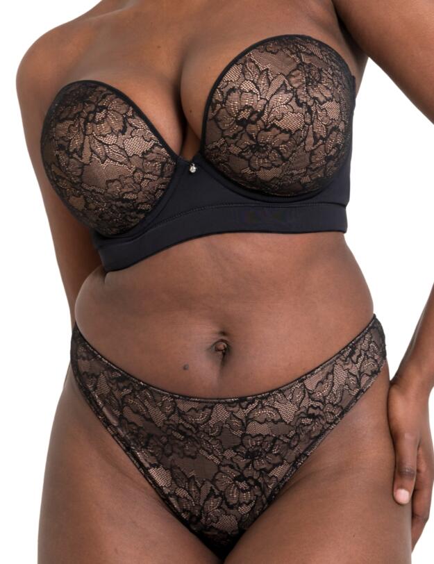 Curvy Kate Hey Girls Thong Black/Latte