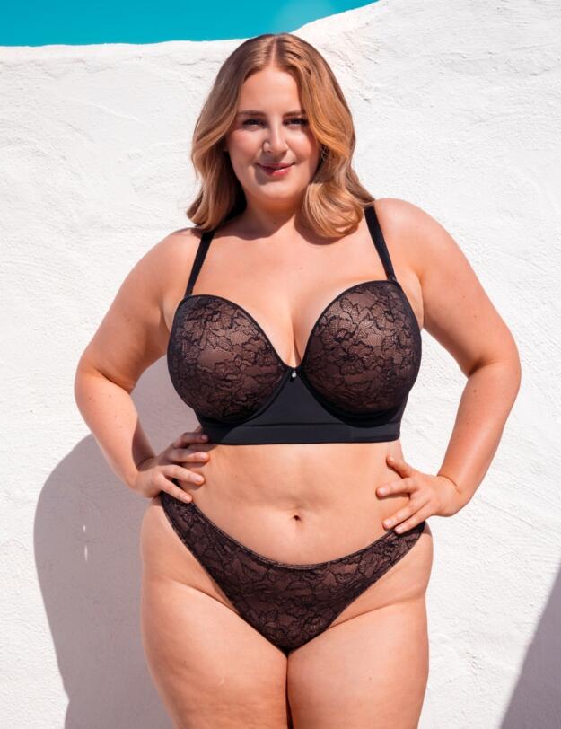 Curvy Kate Hey Girls Thong Black/Latte