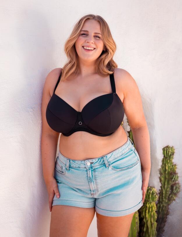 Curvy Kate Lace Daze Padded T-Shirt Balcony Bra Black