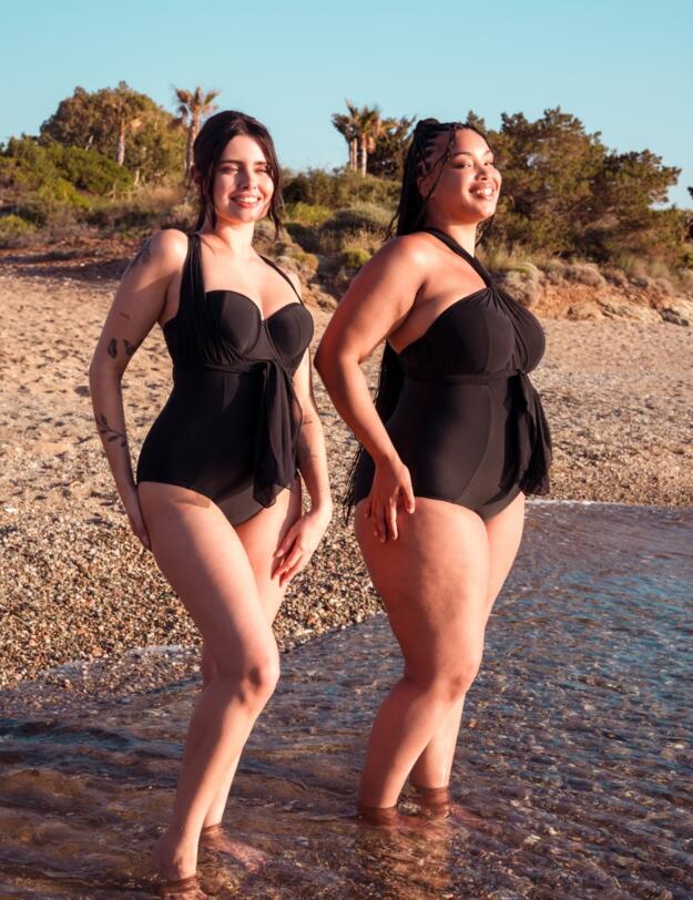 Curvy Kate Wrapsody Bandeau Swimsuit Black