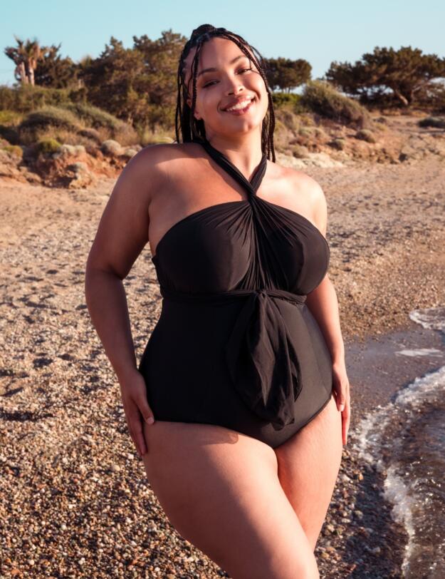 Curvy Kate Wrapsody Bandeau Swimsuit Black