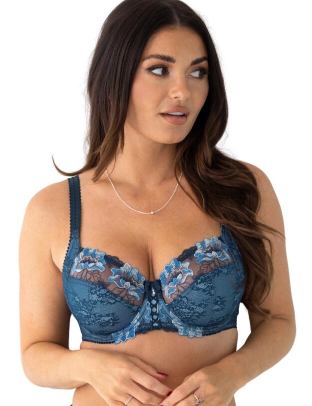 Pour Moi Sofia Embroidered Side Support Bra Dusk/Blue
