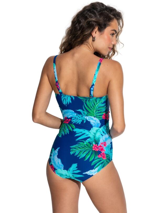 Pour Moi Santa Monica Strapless Tummy Control Swimsuit Navy/Tropical