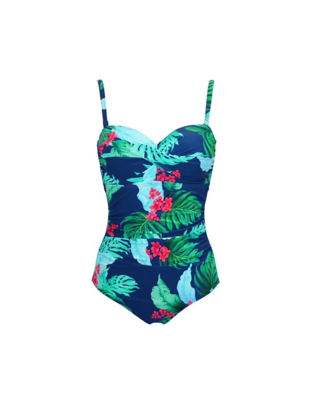 Pour Moi Santa Monica Strapless Tummy Control Swimsuit Navy/Tropical