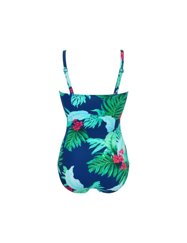 Pour Moi Santa Monica Strapless Tummy Control Swimsuit Navy/Tropical