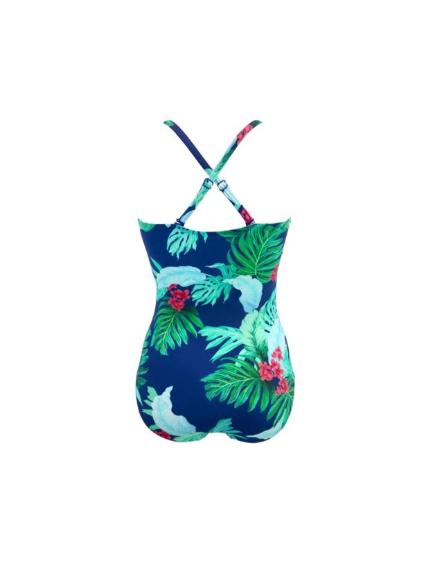 Pour Moi Santa Monica Strapless Tummy Control Swimsuit Navy/Tropical