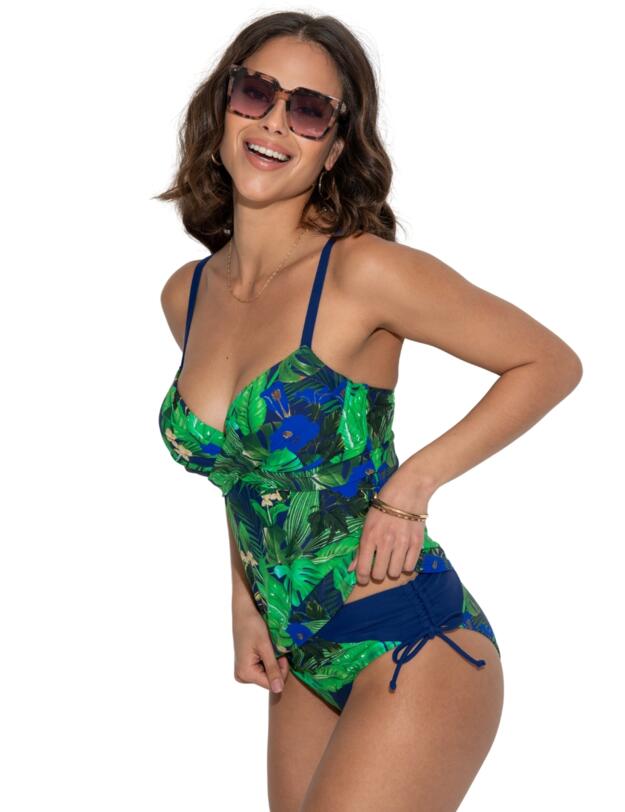 Pour Moi Palermo Underwired Padded Tankini Top Navy Fern