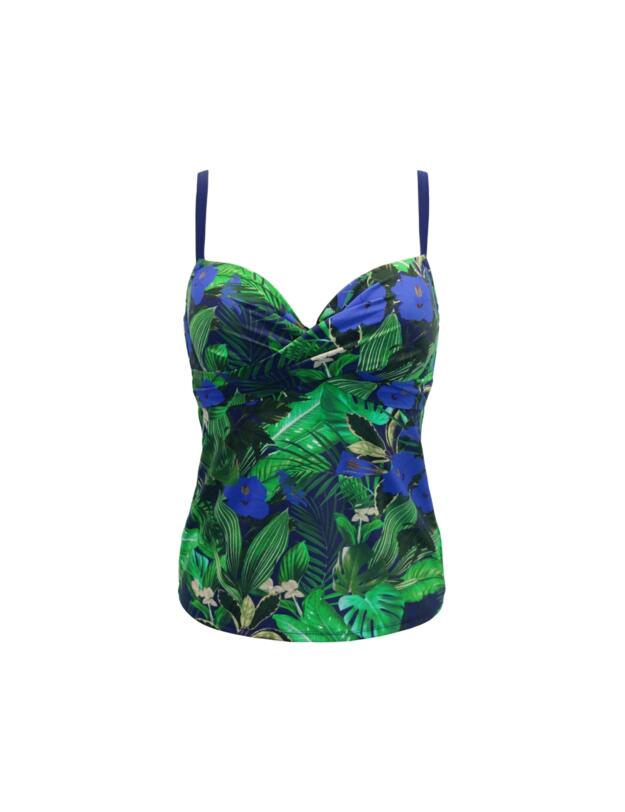 Pour Moi Palermo Underwired Padded Tankini Top Navy Fern