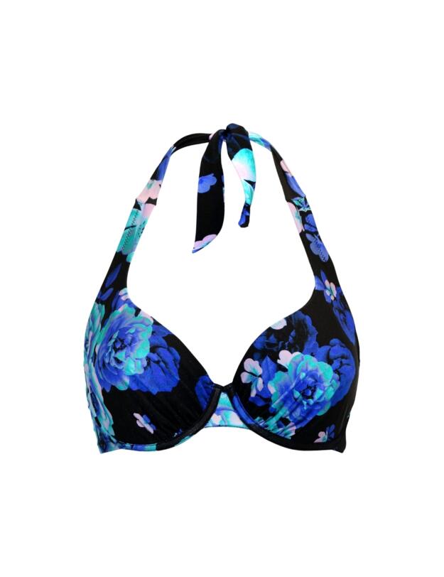 Pour Moi Portofino Halterneck Bikini Top Black Floral